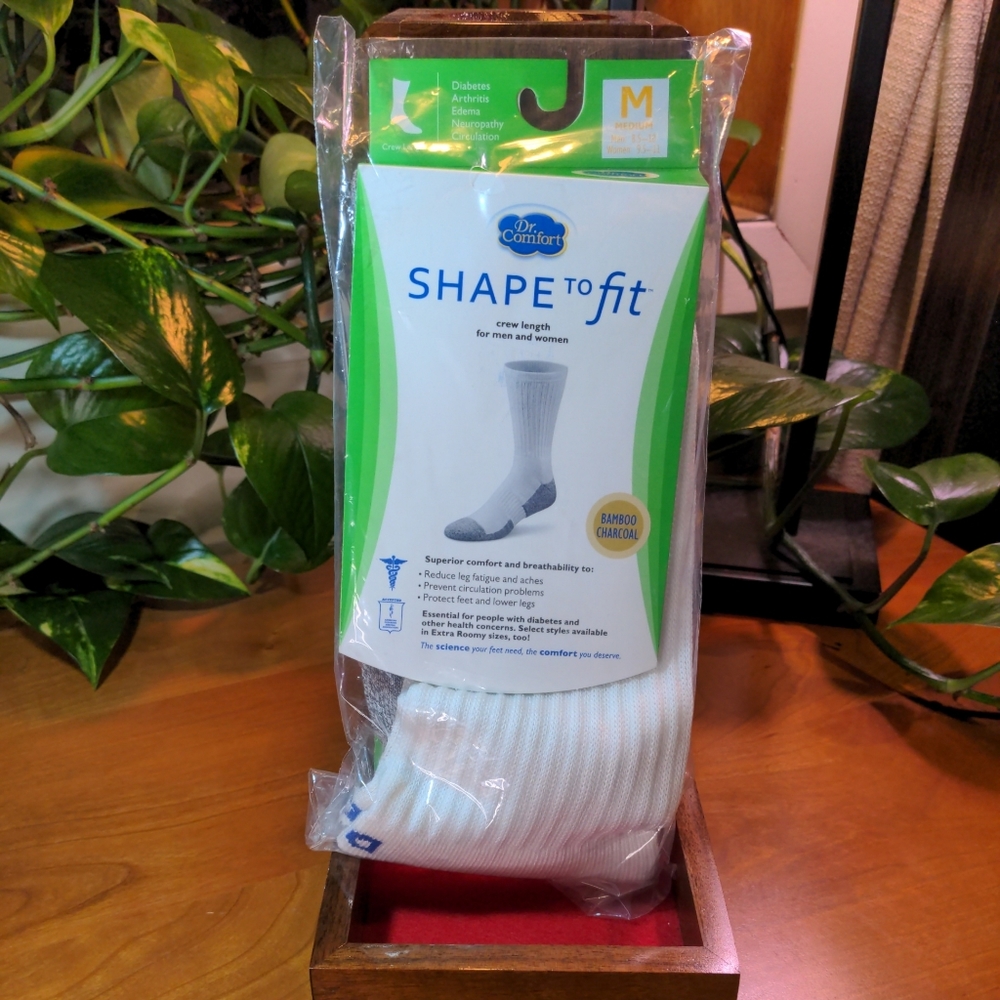 Dr Comfort Diabetic Crew Length Socks Seamless White Size Medium